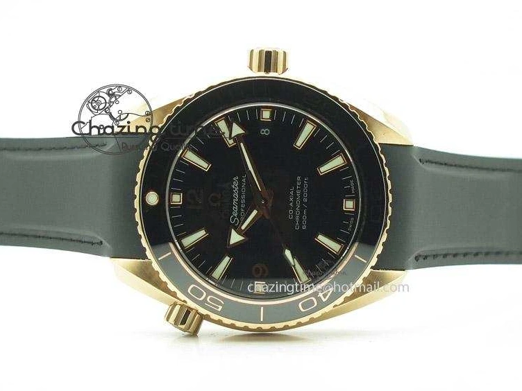 0522 Planet Ocean Professional Rose Gold Liquid Metal V6F 42mm On Black Rubber Strap A Vibrant 8266